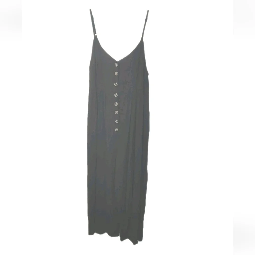 Kori America Baggy Wide Leg Harem Jumpsuit Small Black Culottes Button Y2k New